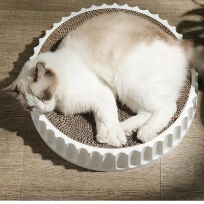 China New Design Stocked Cat Scratcher Bed Corrugated Paper Around Durable Replaceable Core Multifunctional Cat Scratch Board for sale