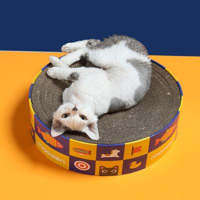 China Corrugated Stocked Newspaper Dispensing Tour Durable Replaceable Core Pet Cat Scratching Board Wavy Cat Scratch Board for sale