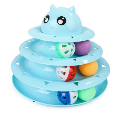 China New Stocked Pet Toy Cat 3 Color Cat Wheel Toys From Fun Bell Toy Ball 3 Layer for sale