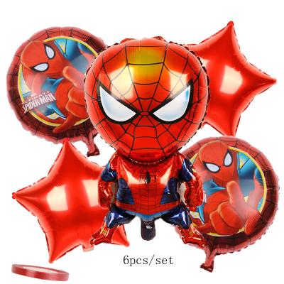 China Birthday 5PCS Spiderman Superhero Bouquet Star Shape Foil Globos Balloons Kids Birthday Party Decorations Supplies for sale