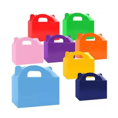 China Disposable Rainbow Treat Boxes Gift Candy Boxes Assorted Colors Cardboard Bright Paper Box For Birthday for sale