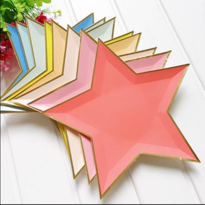 China Party Suppies Disposable Five-pointed Star Paper Plate Party Decoration Eco-Friendly Store for sale