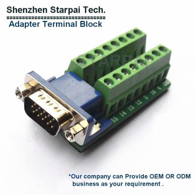 China DB15-M2 Female 15Pin Plug Breakout To PCB Board Terminals Connectors  Male / Female terminal block adapter for sale