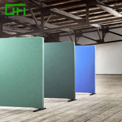 China Highly Efficient Sound Absorption Floor Standing Office Dividers PET Soundproof Polyester Acoustic Fabric Wrapped Office Acoustic Partition for sale