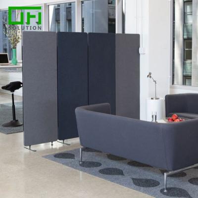 China Highly Efficient Sound Absorption Movable Standing Fabric Wrapped Polyester Fiber PET Acoustic Desks Divider for sale