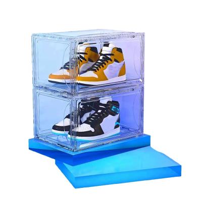 China Sturdy Viable Clear Side Door Shoe Container Storage Box With Dust And Moisture Proof Function for sale