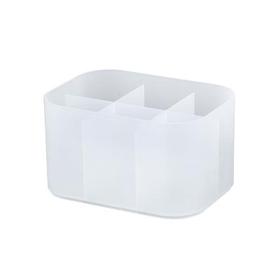 China Household Artifact Cosmetic Box Sustainable Matte Clear Plastic Compartment Desktop Storage Box for sale