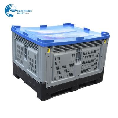 China Collapsible Collapsible Collapsible Container With Cover Bulk Pallet Plastic Bins for sale