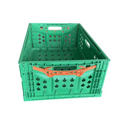 China Large Folding Durable Fruit Vegetable Agriculture Mesh Sustainable Heavy Duty Ventilated Foldable Plastic Crate With Handles for sale