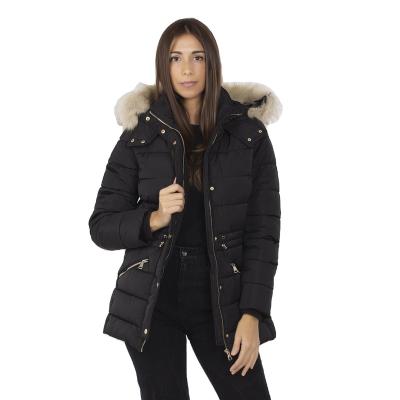 China Fashion Windproof Long Winter Jacket Thin Padded Fur/Polyester Winter Clothes for sale