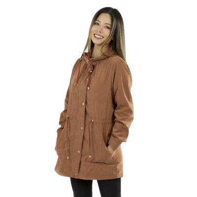 China 2021 high quality casual spring fashion parka windproof custom women jackets with brown cotton hoodie for sale