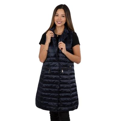 China 2021 Autumn Winter Ladies Sleeveless Long Down Jacket Windproof Stripper Vest for sale