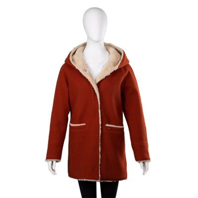 China High Quality Windproof Faux Fur Trimming Hooded Coat Warm Simple Loose Coats For Women for sale