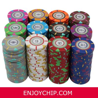 China Custom Cheap Real Clay 14g Clay Sticker Casino Poker Chips for sale