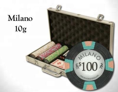 China NEW Pure Clay Poker 300 PC Milan Clay Chips Set 10 Gram Denomination Aluminum Case for sale