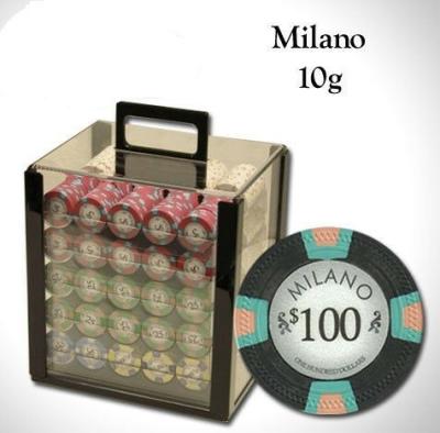 China NEW Clay 1000 Pure Milan Clay Custom Chips Acrylic Carrier Case 10 Gram Poker Set for sale