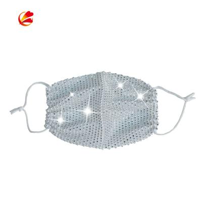 China Custom Logo Earring Designer Theme Adjustable Fashion Party Accessory Party Masks Cotton Breathable Reusable Personal Bling Face Mask for sale