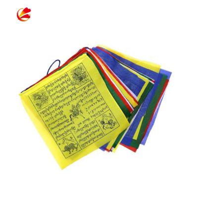 China New Design Cheap Buddhist Prayer Flag Full Colors Printing Promotional Custom Hanging Outdoor Decorative Tibetan Buddhist Prayer Flags for sale