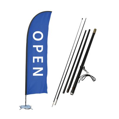 China LookOurWay Non-profit Organizations Custom Open Themed Feather Flag Full Size Set With Poles And Spike To Ground for sale