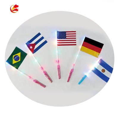 China Custom Hanging Promotion LED Decorative Flags Led Light Up Country Flags for sale