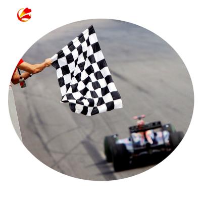 China Racing Car Hanging Flag With Stick For Flag Motor Racing Bracket Checkered Black And White Checked Flag for sale