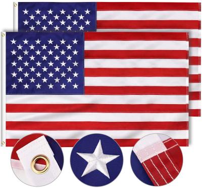 China The FLYING 3x5 ft Outdoor Embroidered American Flag is the most durable deluxe embroidered star with brightly colored brass grommets for sale