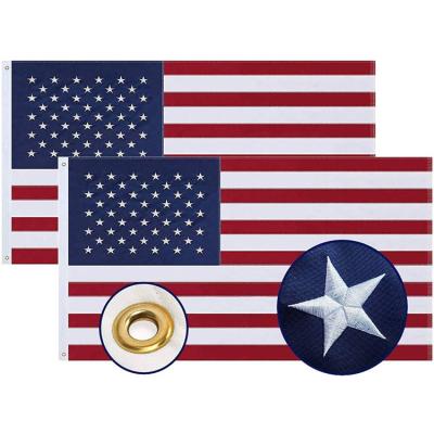 China Embroidery 50 Stars USA National Flag Polyester Durable FLYING 3x5 Custom Embroidered Stripes Sewn American Country Flag for sale