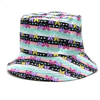 China Fashion fashion wholesale loose cotton printed sun hat designer summer custom simple logo pattern reversible bucket hat for sale