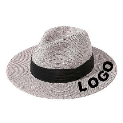 China Wholesale Breathable Large Brim Sunscreen Sunscreen Panama Picture Straw Beach Hats Embroidery Unisex Custom Logo for sale