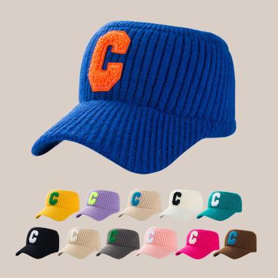 China High Quality Wool Picture Women Winter Sports Hat Men Flat Warm Outdoor Empty Top Knitted Baseball Hats for sale