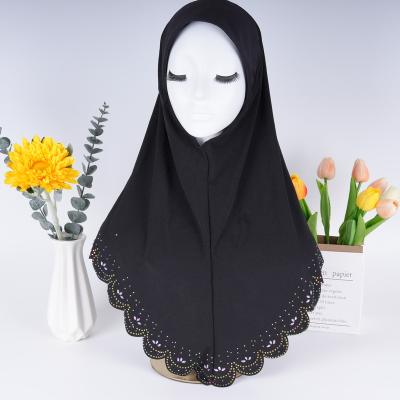 China Fashion Solid Color Shawl MOS Crepe Chiffon Chiffon Scarf Muslim Shiny Hijab Scarves 2022 Explosive Hot Sale Hijab Hijabs Flower Border With Rhinestone for sale