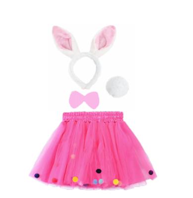 China 2022 New Arrival 4Pcs Anti-wrinkle Kids Rabbit Cosplay Costume Set Tulle Skirt Bunny Ears Headband Bow Tie Tail Kids Tutu Skirts Set for sale