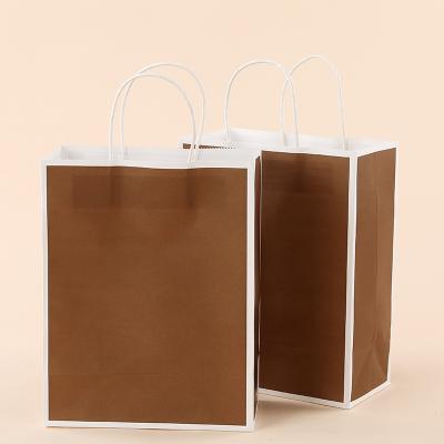 China Recycled Materials Customized Color Kraft Paper Bread Shopping Bags With Logo For Packaging for sale