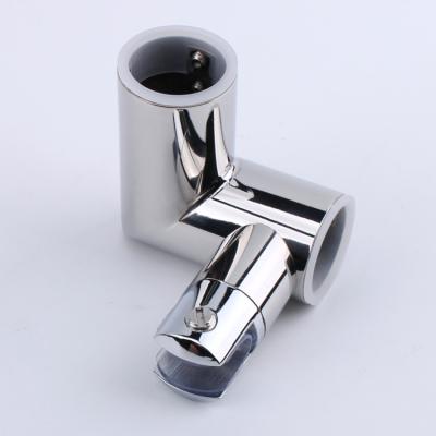 China GM Modern Glass Round Tube Connector Clip Holder Clip Shower Room Fittings 304 Stainless Steel 90 Degree Pipe Connector for sale