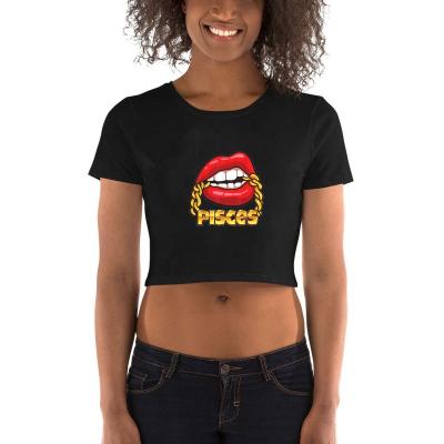 China Vintage QUICK DRY Sexy Lips T-shirt Summer Women Polyester Short Sleeve Stitches Crop Custom Printed Tops for sale