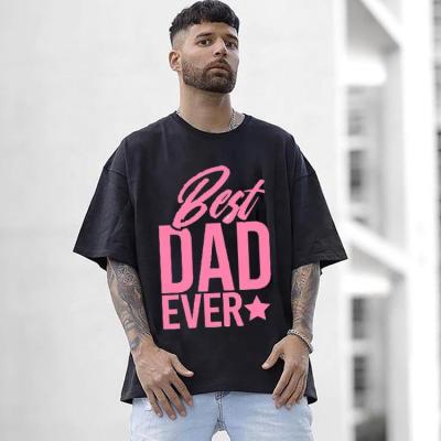 China Anti-Wrinkle New Arrival Man T-shirts Super Dad Printed Tops Summer Short Sleeve 100% Cotton Father's Day T-shirt For Mens Clothing for sale