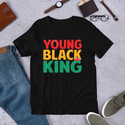 China Custom Anti-wrinkle Vintage Men's Clothing Stitches 100% Cotton T-shirts Mens Black King Printed T-shirts Man T-shirts for sale