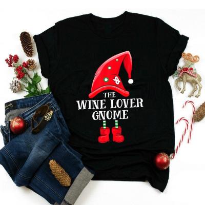 China Wholesale Anti-wrinkle Custom Printed Cotton Loose Christmas Graphic Stitches Women's T-Shirts And Tops for sale