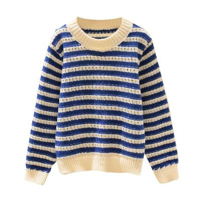 China Girls' O-Neck Retro Long Sleeve Computer Knitted Knitted Pullover Sweater Customized Lazy Anti-Shrink for sale