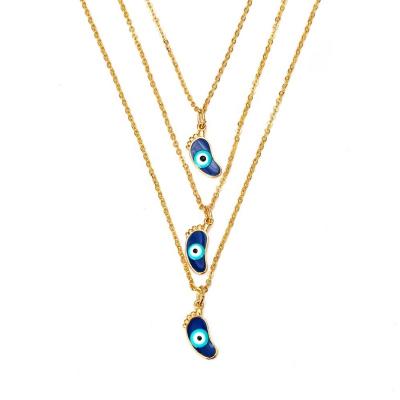 China New Lead Free Nickel Free Bohemian Chic Multi Gold Plated Star Bird's Foot Layer Evil Eye Necklaces Fashion Eyes Necklace for sale