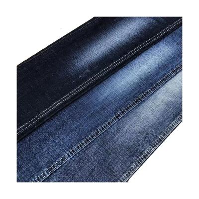 China Shrink-Resistant Wholesale 9.7Oz Indigo+Grey Horizontal And Vertical Slub Super Stretch Denim Twill Fabric /Denim Cloth Fabric Materials for sale