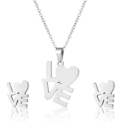 China Custom Medical Jewelry Set Jewerly Stainless Steel Heart Lightning Necklace And Earrings Jewelry Set for sale