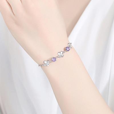 China High Quality Women's 925 Bracelets Sterling Silver Clover Bracelet Flower Charm Bracelet for sale