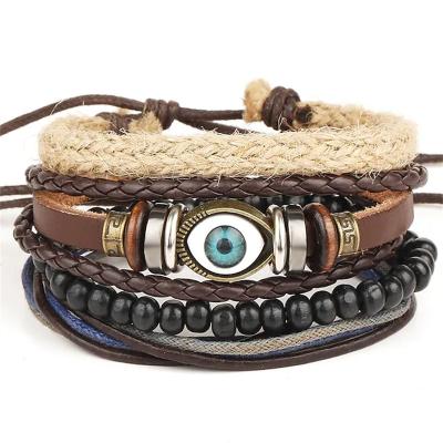 China TRENDY men's eyes leather bracelet other charm bracelets fashion jewelry accessories casual leather bracelets for men for sale