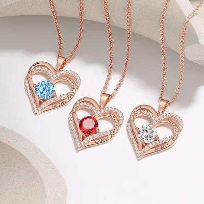 China Environmentally Friendly Women Love Forever Heart Necklaces To Combine Birthstone Zircon Jewelry Birthday Valentine's Day Gift for sale