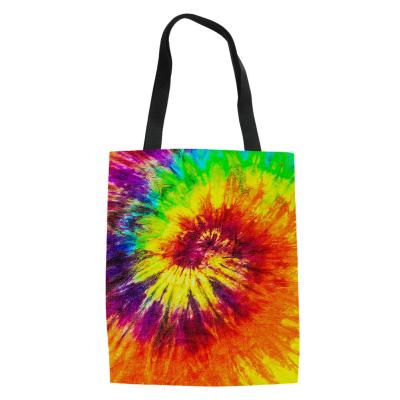 China Washable Reusable Stylish Tie Dye Custom Fashion Canvas Goods Fashion Canvas Shopping Tote Bag For Women Men for sale