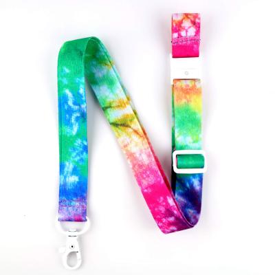 China Daily Use Rainbow Tie Dye Polyester Men Women Kids Custom Card Holder Adjustable Key Chain Lanyard For Keys ID Badges for sale