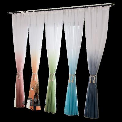 China Perspective Printing Gradient Color Window Curtain For Living Room Sheer Fabric Kitchen Tulle Drape Voile Curtain for sale