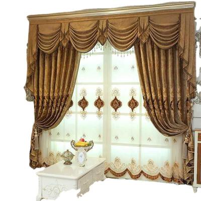 China Luxury European Blackout Embroidery High Quality Ready Made Window Curtains For Living Room With Drapery for sale