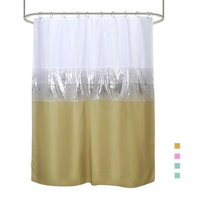 China Polyester Sustainable Fabric White Lace Ruffled Style Waterproof Shower Curtain for sale